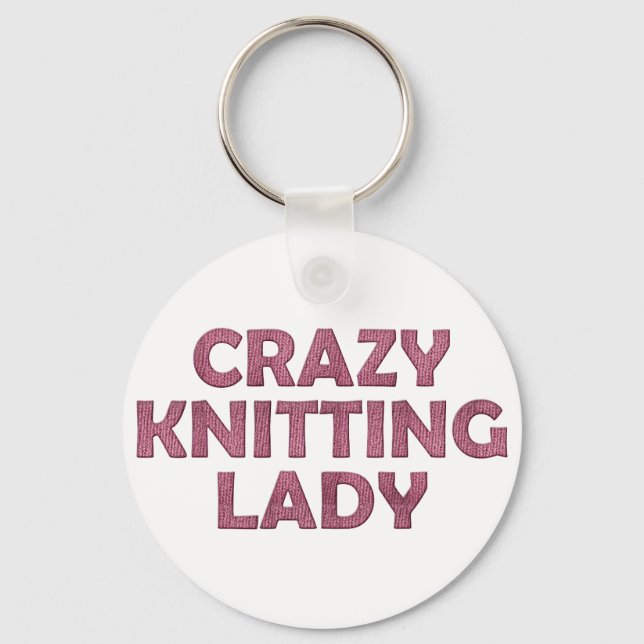Crazy Knitting Lady Keychain (Front)
