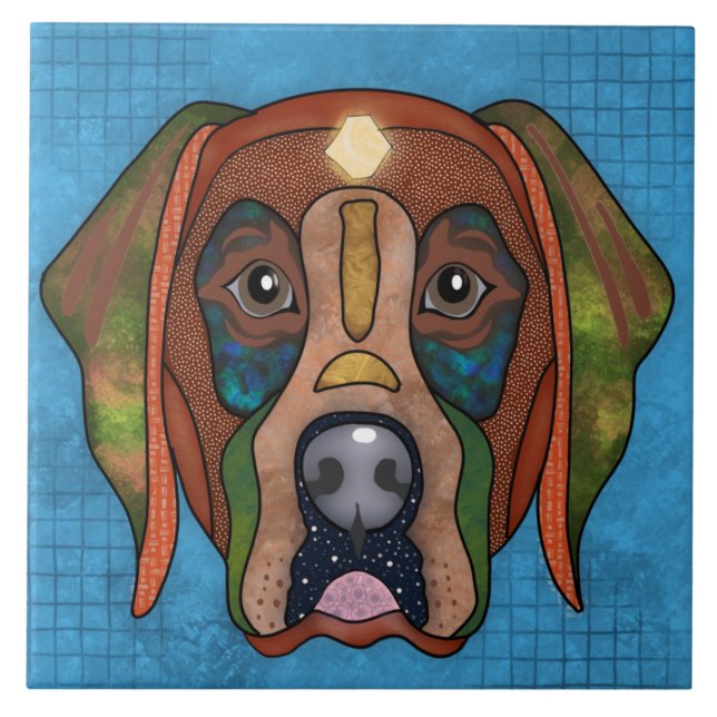  Crazy Labrador Retriever dog face  Tile (Front)