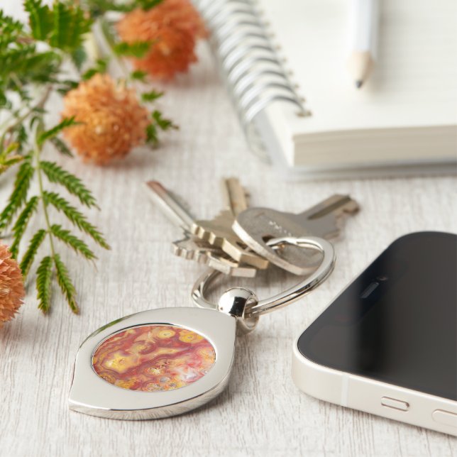 Crazy Lace Agate Pattern Keychain (Side)