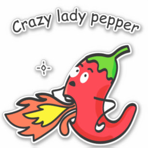 Crazy Lady Pepper Funny Red Chili Hot Vegetables