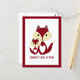 Crazy Like a Fox, Red Fox Burlap Postcard