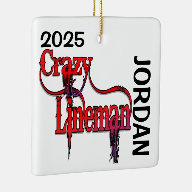 Crazy Lineman CUSTOM Ceramic Ornament (Right)