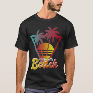 Crazy Little Beach Retro Sunset Palm Tree T-Shirt