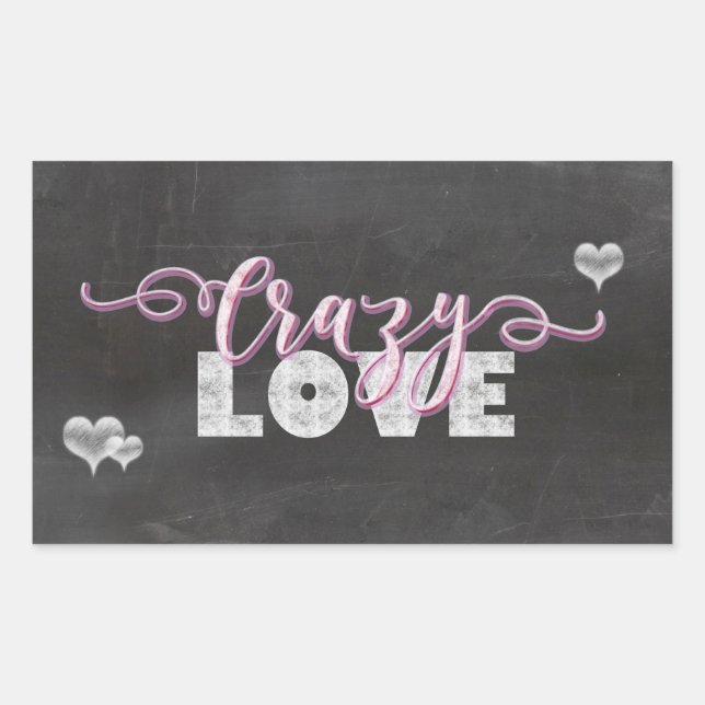 Crazy Love Hearts Chalkboard Sticker (Front)