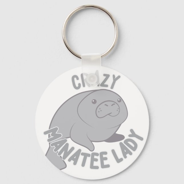 Crazy Manatee Lady Keychain (Front)
