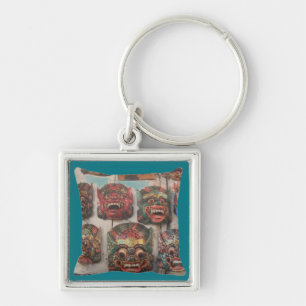 crazy masks -Small (1.38") Premium Square Keychain