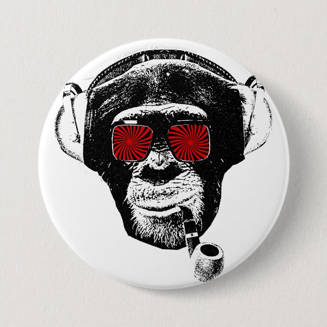 crazy monkey 3 inch round button (Front)