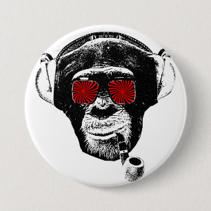 crazy monkey 3 inch round button