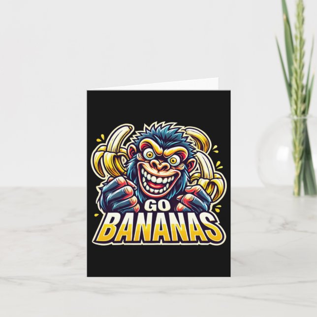 Crazy Monkey Go Bananas Sticker  Card (Front)