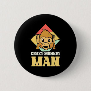 Crazy Monkey Man 2 Inch Round Button