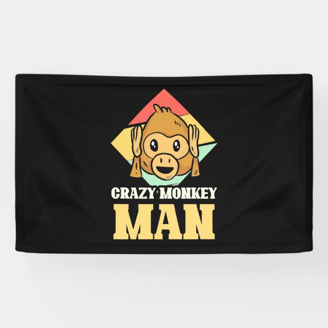 Crazy Monkey Man Banner (Horizontal)