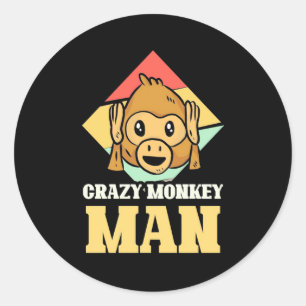 Crazy Monkey Man Classic Round Sticker