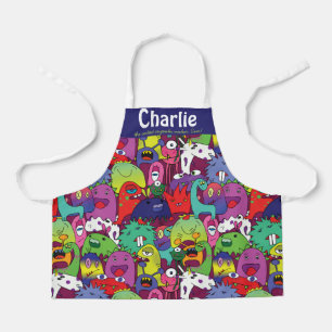 Crazy monsters 2 x custom text apron