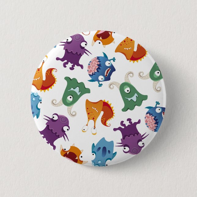 Crazy Monsters Fun Colourful Patterns for Kids 2 Inch Round Button (Front)