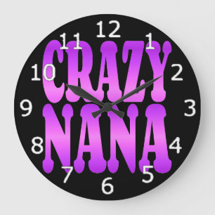 Crazy Nana in Purple Large Clock