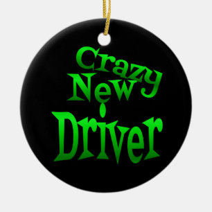Crazy New Driver in Green Ceramic Ornament