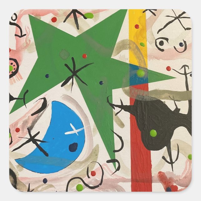 CRAZY NIGHT WITH GREEN STAR SQUARE STICKER (Front)