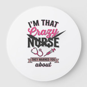 Crazy Nurse Quote Vintage Engraving Shirt Design_1 Large Clock