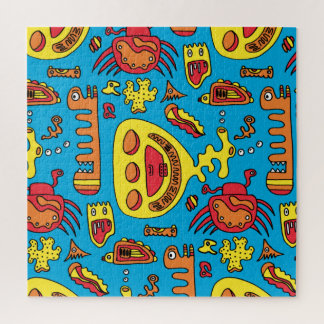 Crazy Ocean Creatures and Yellow Submarine Jigsaw Puzzle