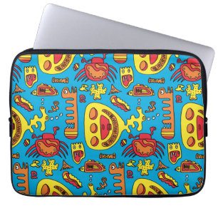 Crazy Ocean Creatures and Yellow Submarine Laptop Sleeve