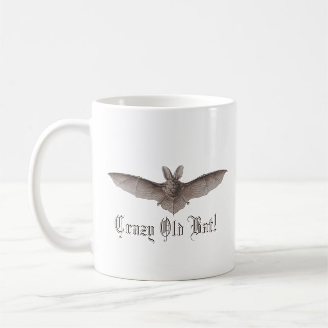 Crazy Old Bat Funny Batty Humour for Cranky Women Coffee Mug (Left)
