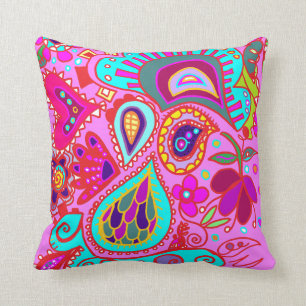 Crazy Paisley TWO sided PINK & PURPLE Throw Throw Pillow
