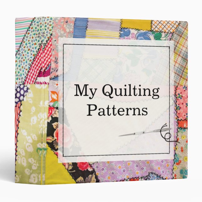 Crazy Patchwork Quilt With Zigzag Stitching Binder (Front/Spine)