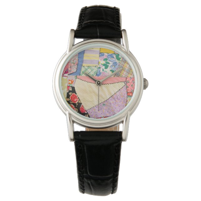 Crazy Patchwork Quilt With Zigzag Stitching Watch (Front)