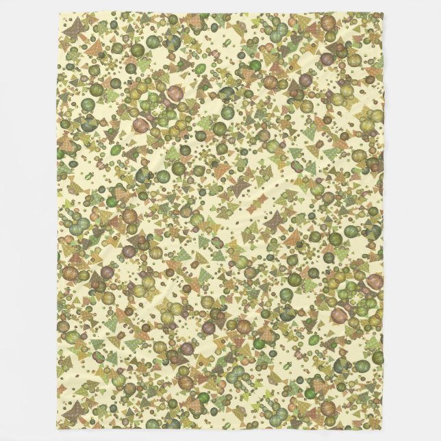 Crazy pattern of geometric shapes, natural colours fleece blanket (Front)