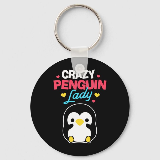 Crazy Penguin Lady Keychain (Front)