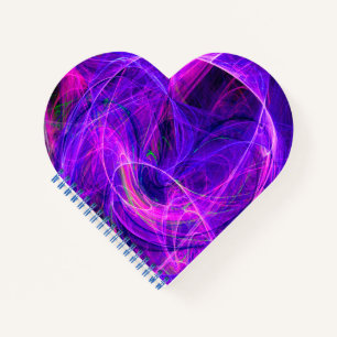 CRAZY PHOTON Abstract Blue Purple Fractals, Swirls Notebook