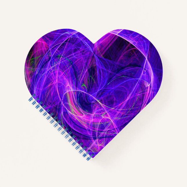 CRAZY PHOTON Abstract Blue Purple Fractals, Swirls Notebook (Front)