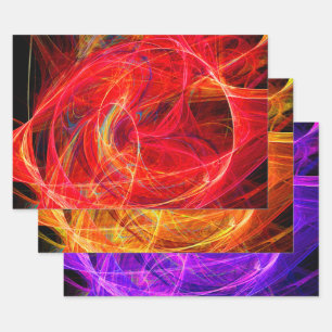 CRAZY PHOTON Abstract Colourful Fractal Swirls Wrapping Paper Sheet