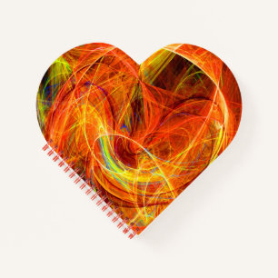 CRAZY PHOTON Abstract Orange Yellow Fractal Swirls Notebook