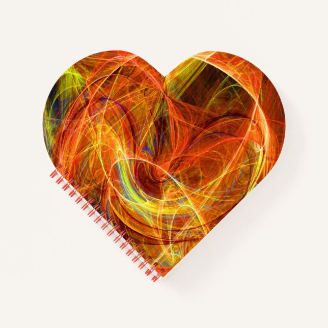 CRAZY PHOTON Abstract Orange Yellow Fractal Swirls Notebook (Front)