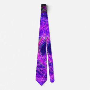 CRAZY PHOTON Abstract Purple Blue Fractals,Swirls Tie