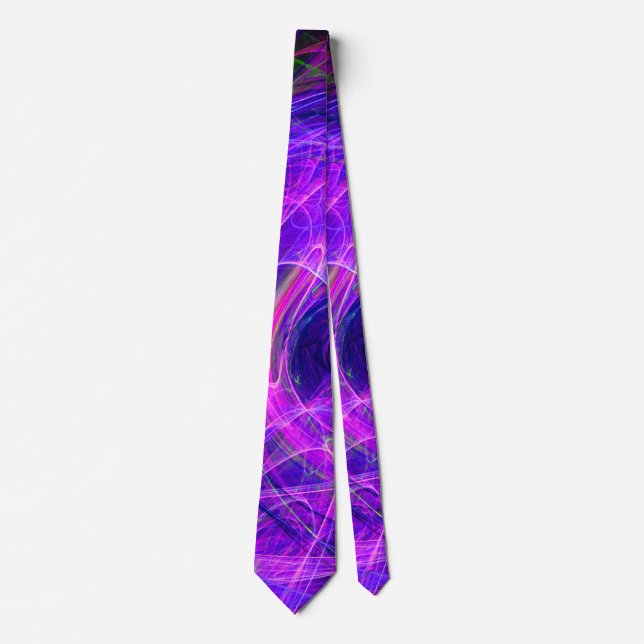 CRAZY PHOTON Abstract Purple Blue Fractals,Swirls Tie (Front)