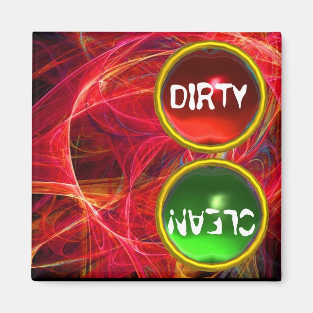 CRAZY PHOTON  AND RED GREEN GEMS Dirty Clean Magnet (Front)