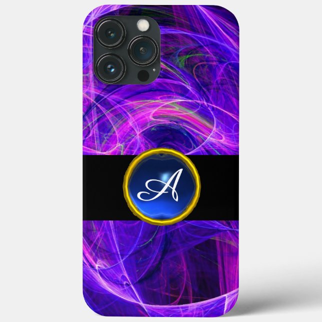 CRAZY PHOTON BLUE SAPPHIRE GEM STONE MONOGRAM Case-Mate iPhone CASE (Back)