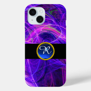 CRAZY PHOTON BLUE SAPPHIRE GEM STONE MONOGRAM iPhone 15 CASE