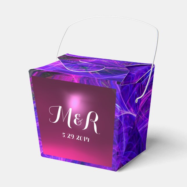 CRAZY PHOTON  GEMSTONE blue purple MONOGRAM Favor Box (Front Side)