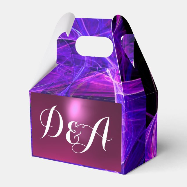 CRAZY PHOTON  GEMSTONE blue purple MONOGRAM Favor Box (Front Side)