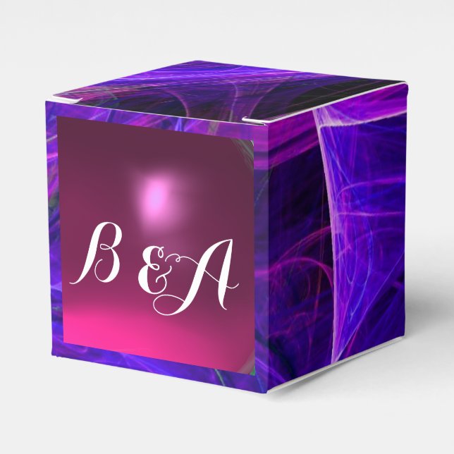 CRAZY PHOTON  GEMSTONE blue purple MONOGRAM Favor Box (Front Side)