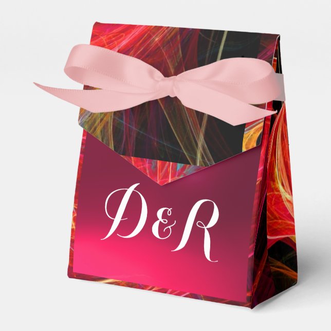 CRAZY PHOTON  GEMSTONE red pink MONOGRAM Favor Box (Front Side)