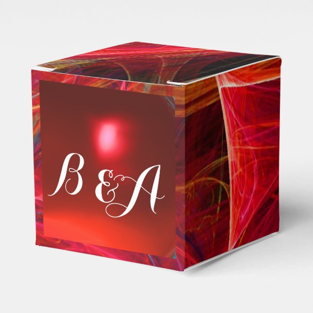 CRAZY PHOTON  GEMSTONE RED RUBY MONOGRAM FAVOR BOX (Front Side)