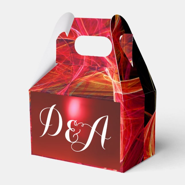 CRAZY PHOTON  GEMSTONE RED RUBY MONOGRAM FAVOR BOX (Front Side)