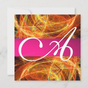 CRAZY PHOTON MONOGRAM black pink Invitation