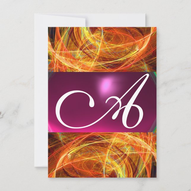 CRAZY PHOTON MONOGRAM  black pink rsvp Invitation (Front)