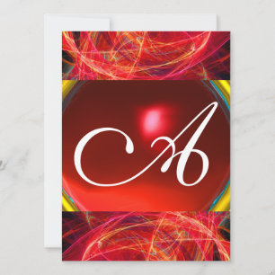 CRAZY PHOTON MONOGRAM red black pink Invitation
