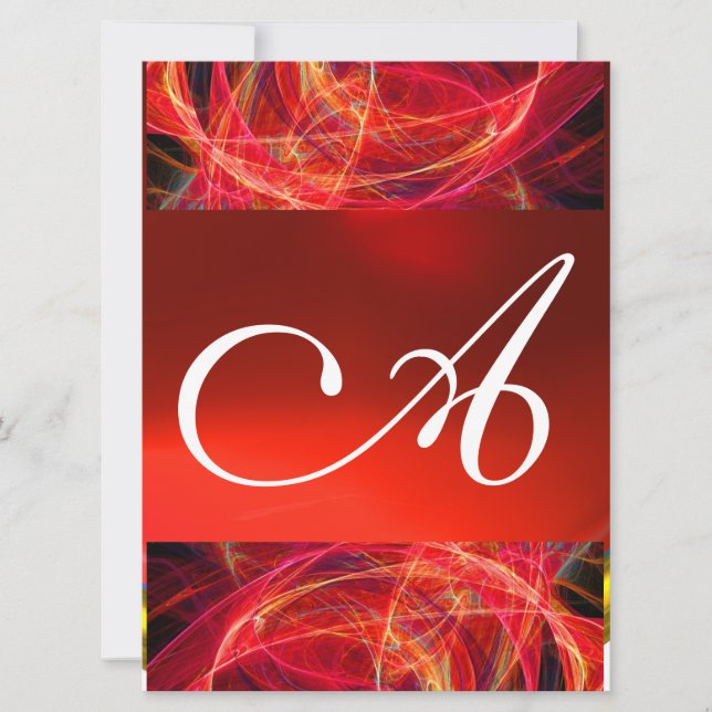 CRAZY PHOTON MONOGRAM red black pink Invitation (Front)